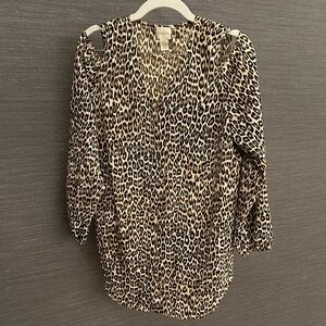 Chico's Animal Print Blouse - Black and Tan
